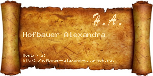 Hofbauer Alexandra névjegykártya
